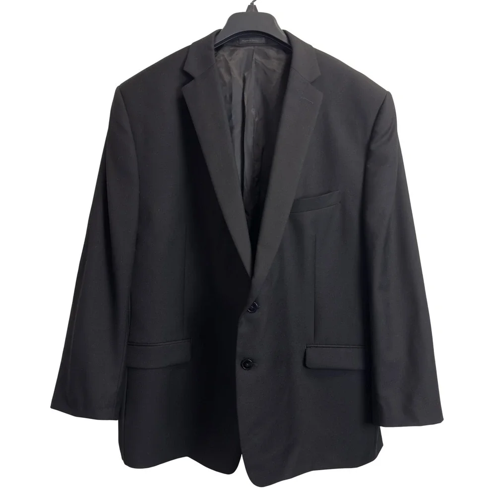Calvin Klein Mens 50R Black Wool Suit Jacket Blazer Formal Classic fit 2 Button